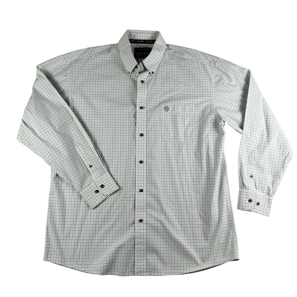 Wrangler George Strait Shirt Mens XL Green Check Plaid Button Down Western